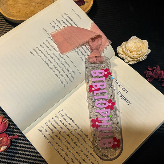 Bibliophile Glitter Acrylic Bookmark