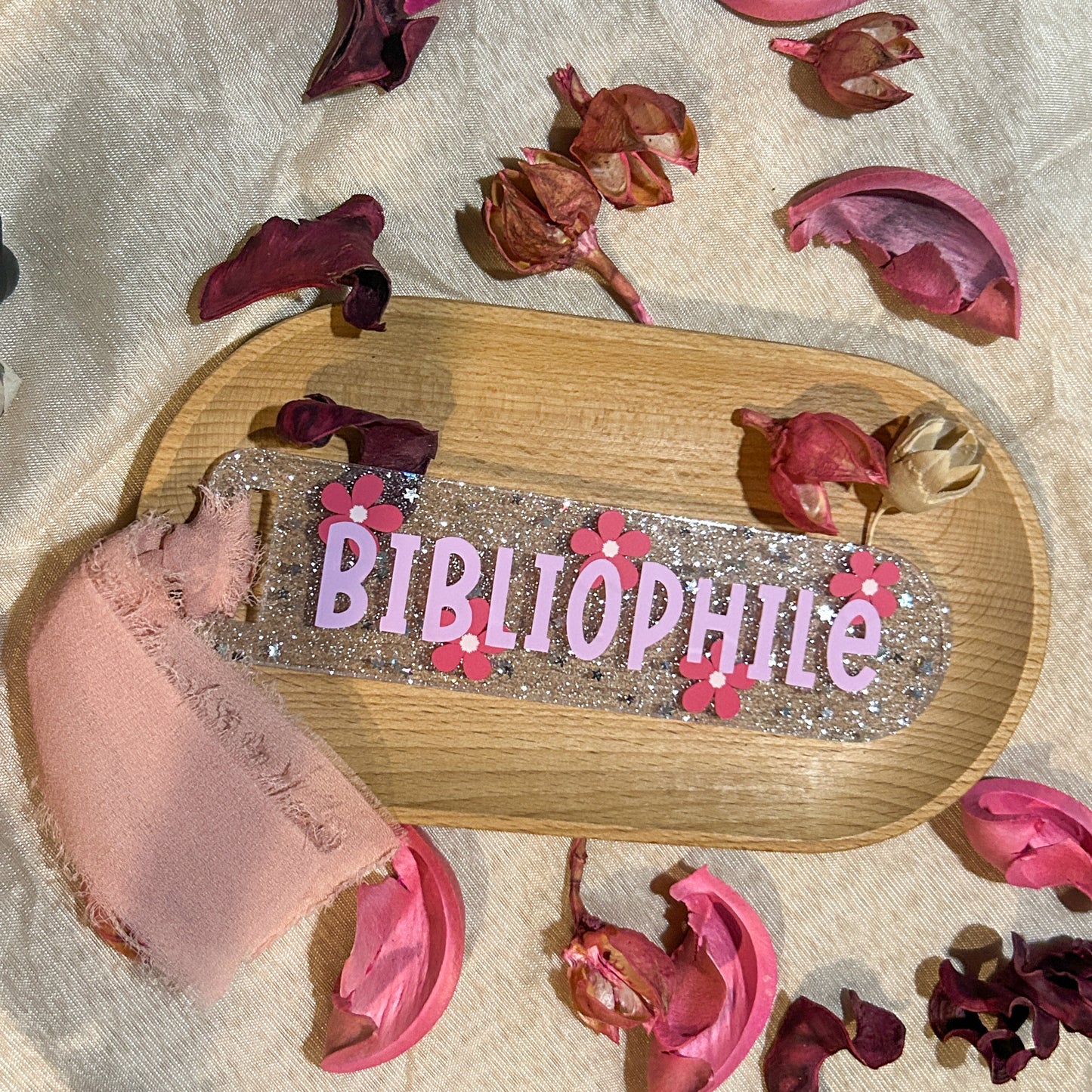 Bibliophile Glitter Acrylic Bookmark